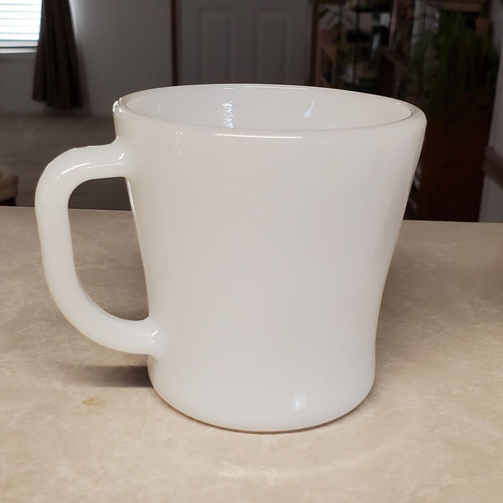 Federal Glass Coffee Mug Cup Milk Glass Federal Shield Stamp on Bottom D Handle